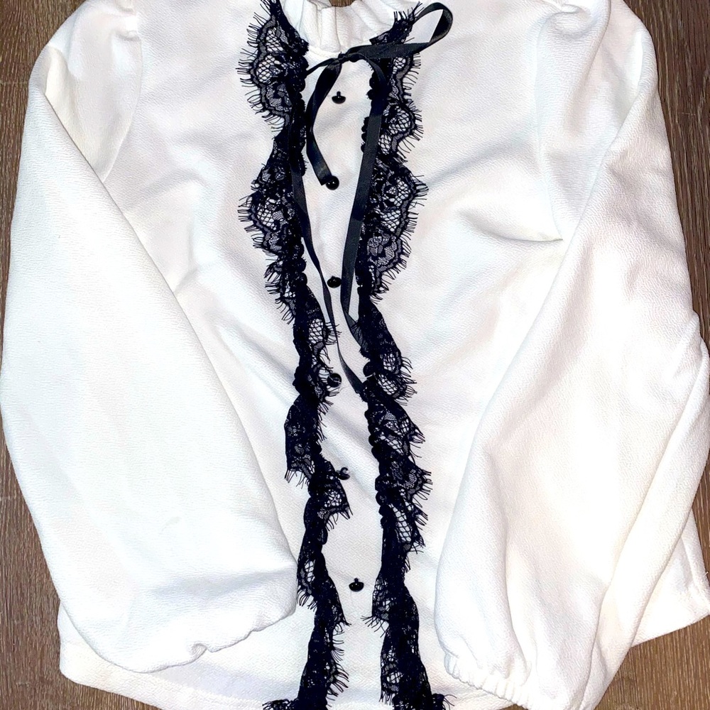 White ruffle work top